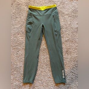 Reebok Two Tone Green Workout Leggings in Size Medium
